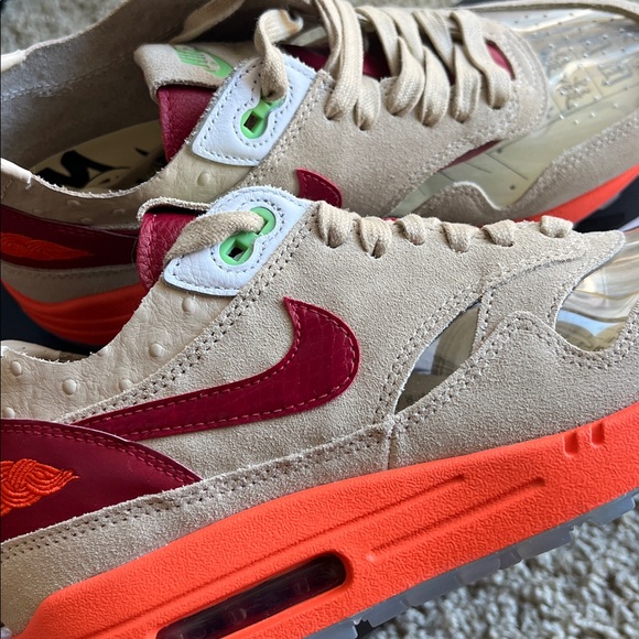 Nike x CLOT Air Max 1 Kiss of Death 2021 Tan Orange Sneakers - Picture 13 of 14